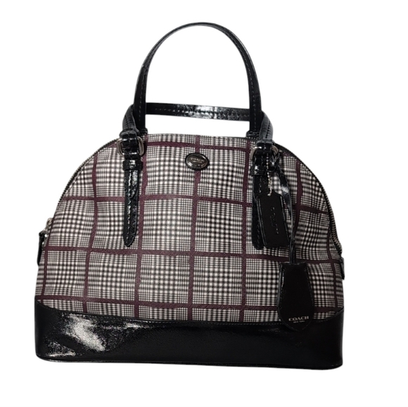 Coach Handbags - Coach Glen Plaid Coated Canvas Peyton Cora Dome Satchel